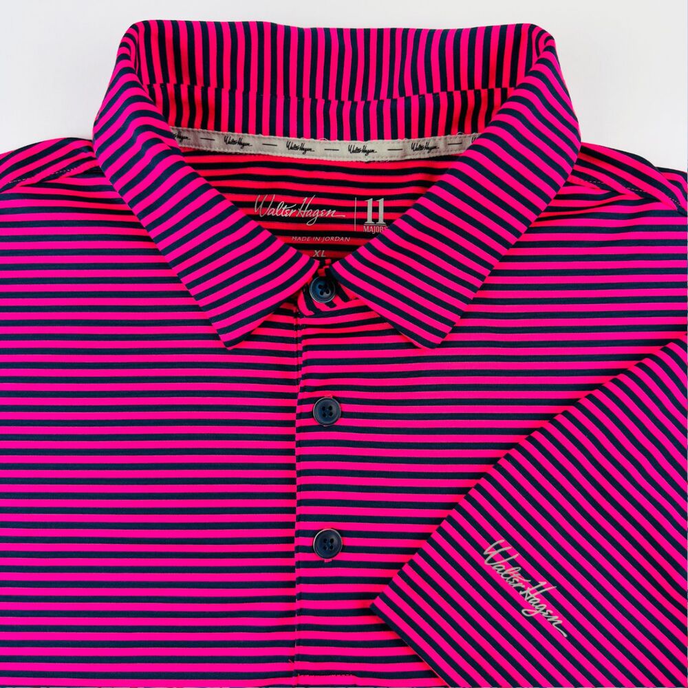Walter Hagen Pink Navy Striped Golf Polo XL